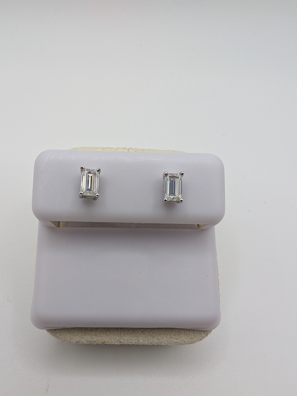 1.01 CT Emerald Cut Moissanite Stud Earrings Sterling Silver S925